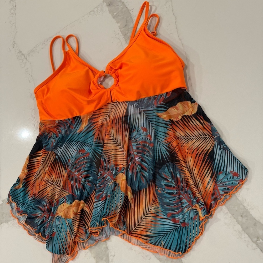 SHEIN Swim Curve Tropical Strappy Tankini & Shorts Bathing Suit Set Women’s 4XL - Picture 3 of 11